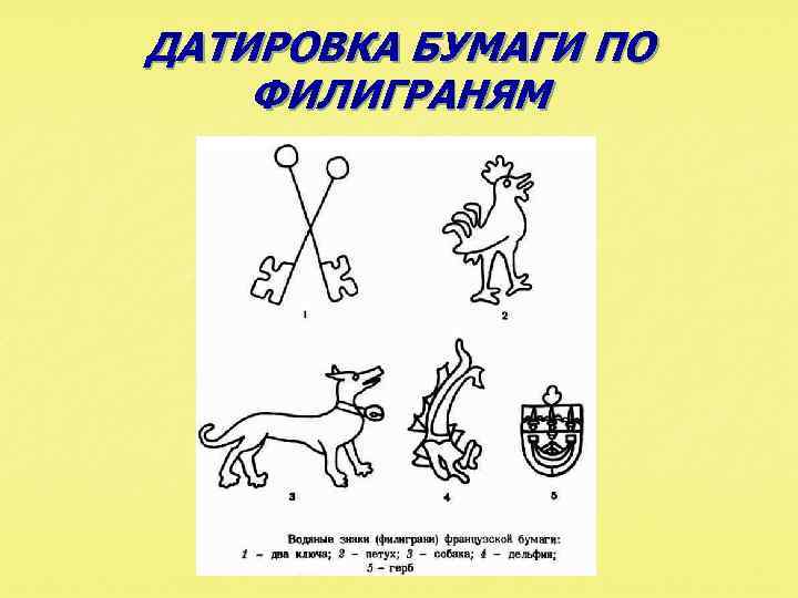 ДАТИРОВКА БУМАГИ ПО ФИЛИГРАНЯМ 