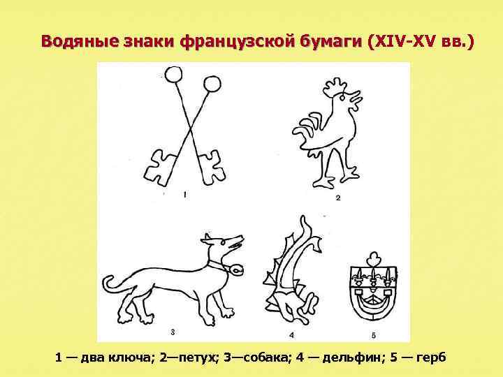 Водяные знаки французской бумаги (XIV-XV вв. ) Водяные знаки французской бумаги 1 — два