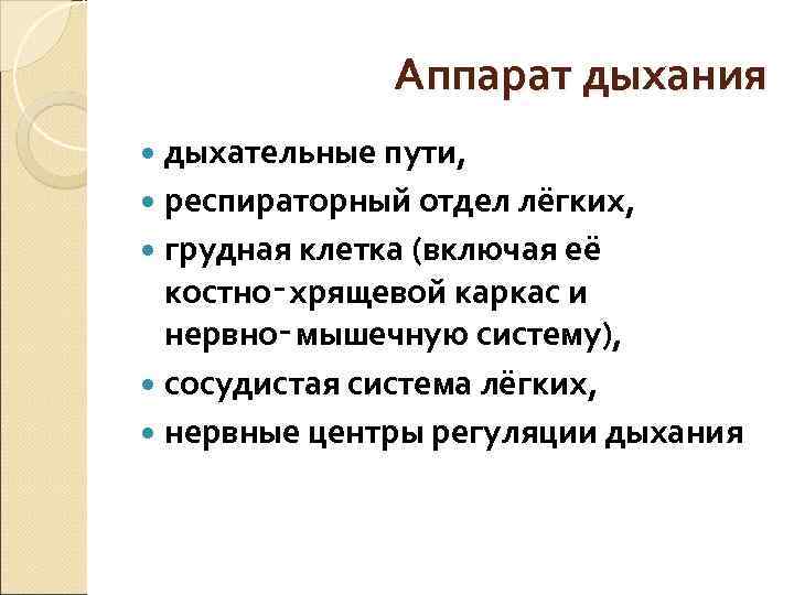 Аппарат дыхания дыхательные пути, респираторный отдел лёгких, грудная Аппарат дыхания дыхательные пути, респираторный отдел лёгких, грудная