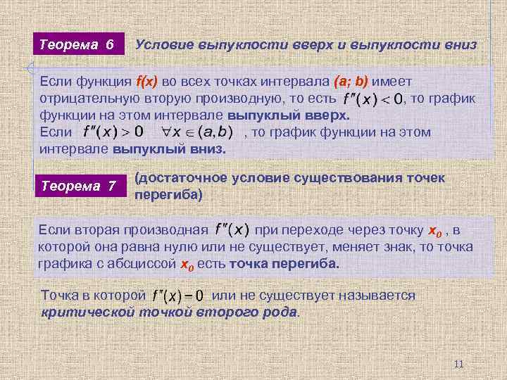 Схема исследования функции на выпуклость и точки перегиба функции