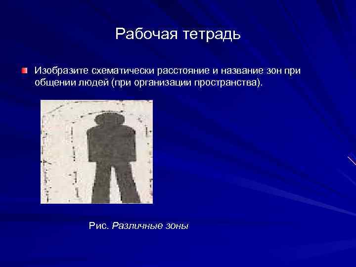     Рабочая тетрадь Изобразите схематически расстояние и название зон при общении