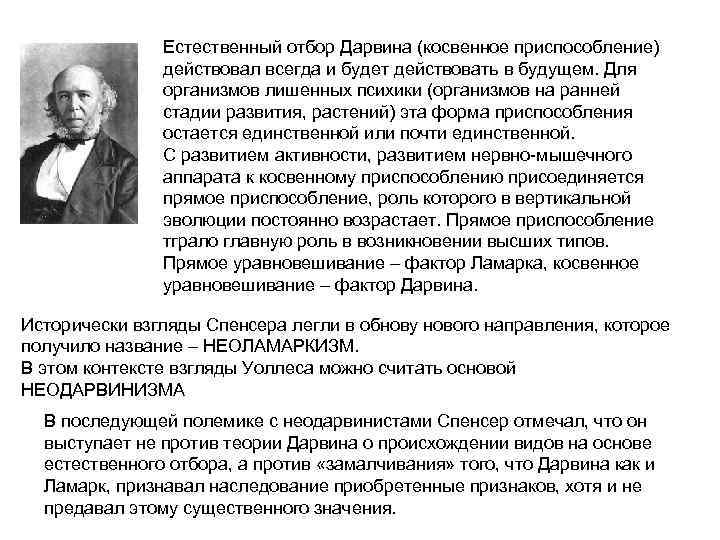     Естественный отбор Дарвина (косвенное приспособление)   действовал всегда и