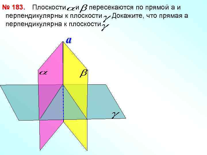 № 183. Плоскости и пересекаются по прямой a и перпендикулярны к плоскости. Докажите, что