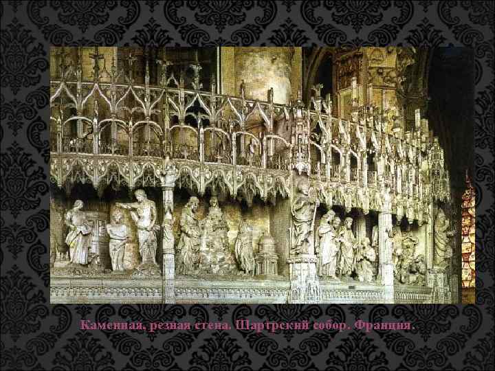 Каменная, резная стена. Шартрский собор. Франция. 