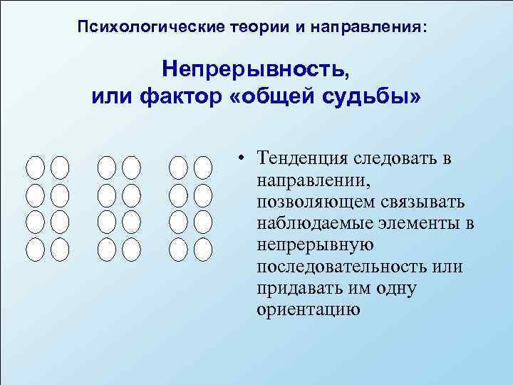 Психологические теории и направления:   Непрерывность,  или фактор «общей судьбы»  