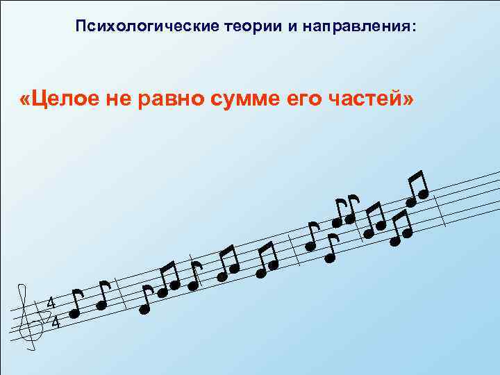   Психологические теории и направления: «Целое не равно сумме его частей»  