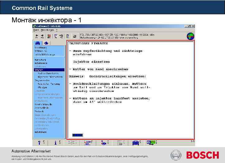 Common Rail Systeme Монтаж инжектора - 1 Automotive Aftermarket Abteilung AA-DG/MKA 1 | ©