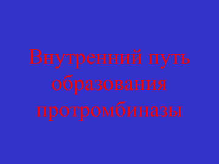Внутренний путь образования протромбиназы 