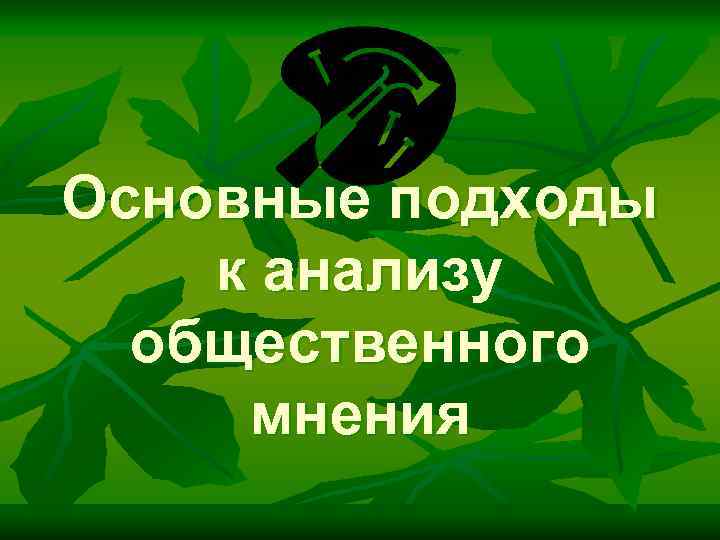 Основные подходы к анализу общественного мнения 