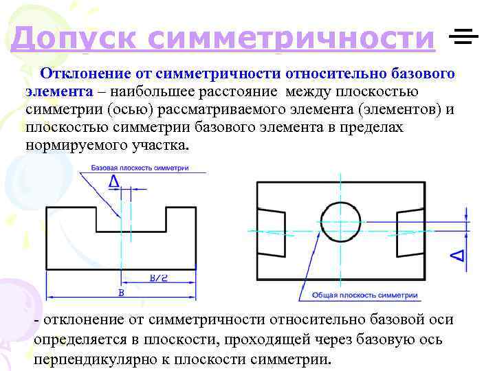 Отклонение от симметричности на чертеже