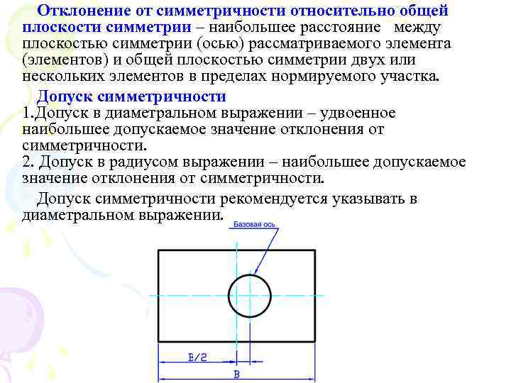 Отклонение от симметричности на чертеже