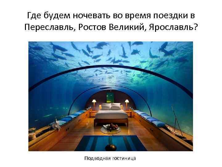 Где будем ночевать во время поездки в Переславль, Ростов Великий, Ярославль? Подводная гостиница 