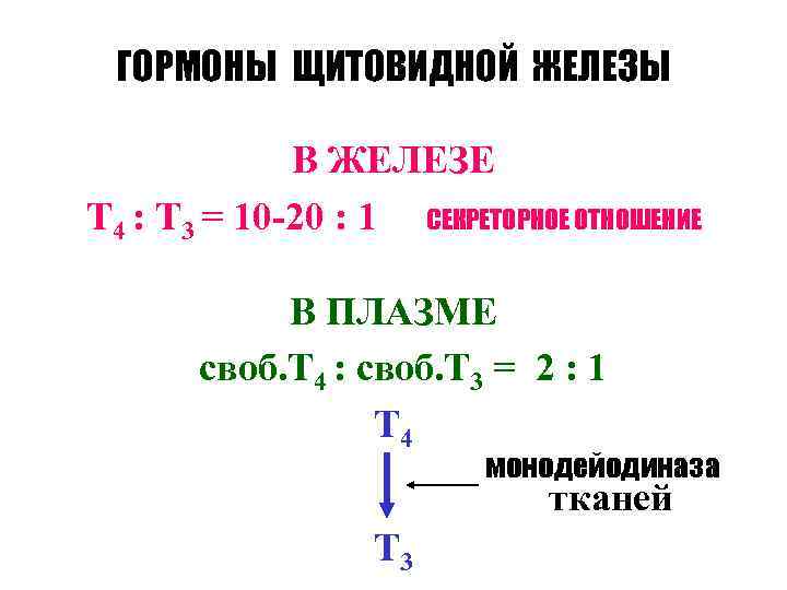  ГОРМОНЫ ЩИТОВИДНОЙ ЖЕЛЕЗЫ    В ЖЕЛЕЗЕ Т 4 : Т 3