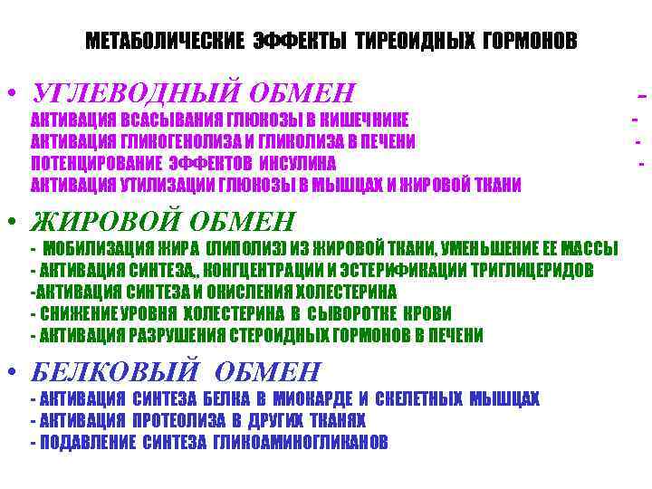   МЕТАБОЛИЧЕСКИЕ ЭФФЕКТЫ ТИРЕОИДНЫХ ГОРМОНОВ  • УГЛЕВОДНЫЙ ОБМЕН    