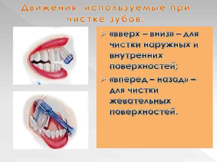  «вверх – вниз» – для чистки наружных и внутренних поверхностей; Ø «вперед –