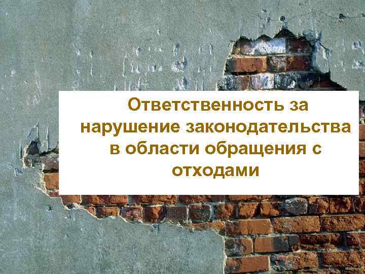  Ответственность за нарушение законодательства  в области обращения с  отходами 