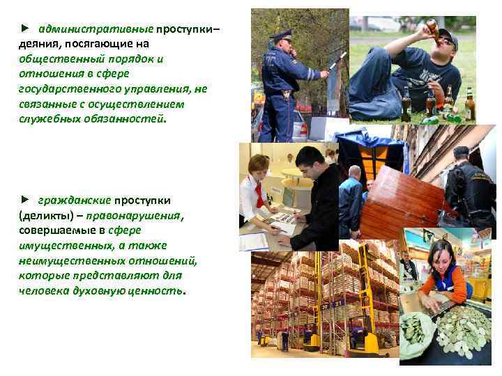  административные проступки – деяния, посягающие на общественный порядок и отношения в сфере государственного