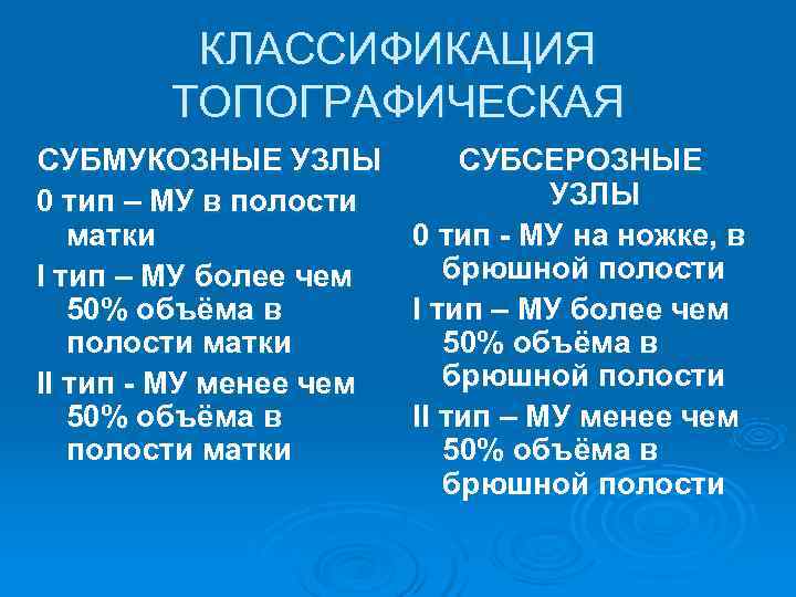    КЛАССИФИКАЦИЯ   ТОПОГРАФИЧЕСКАЯ СУБМУКОЗНЫЕ УЗЛЫ   СУБСЕРОЗНЫЕ 0 тип