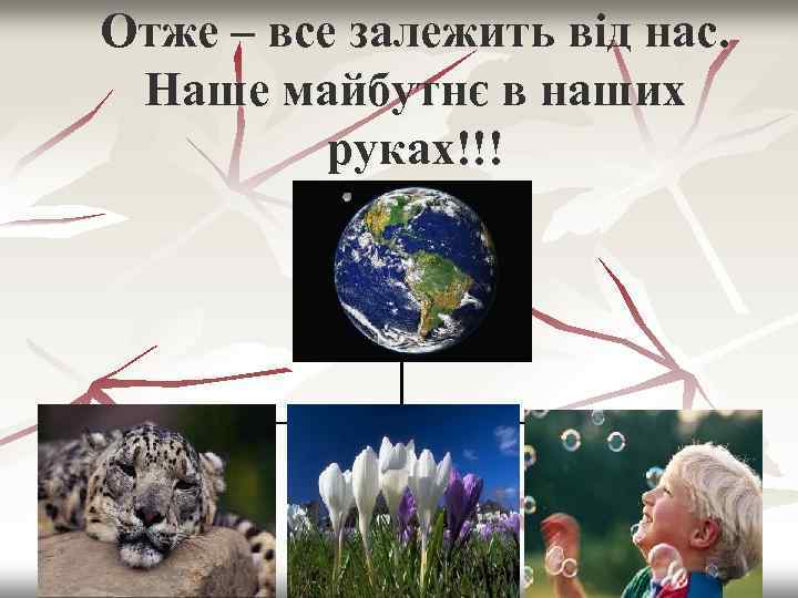 Отже – все залежить від нас. Наше майбутнє в наших руках!!! 