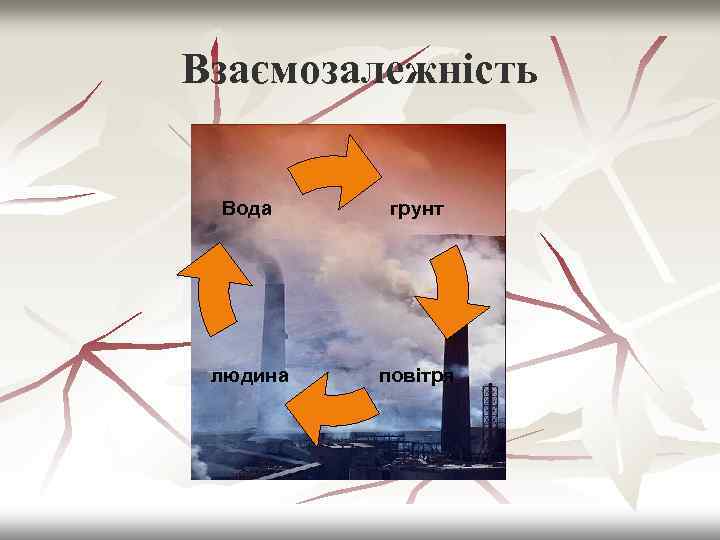 Взаємозалежність Вода грунт людина повітря 