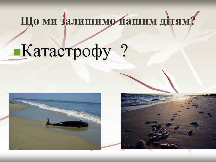 Що ми залишимо нашим дітям? Катастрофу ? n 