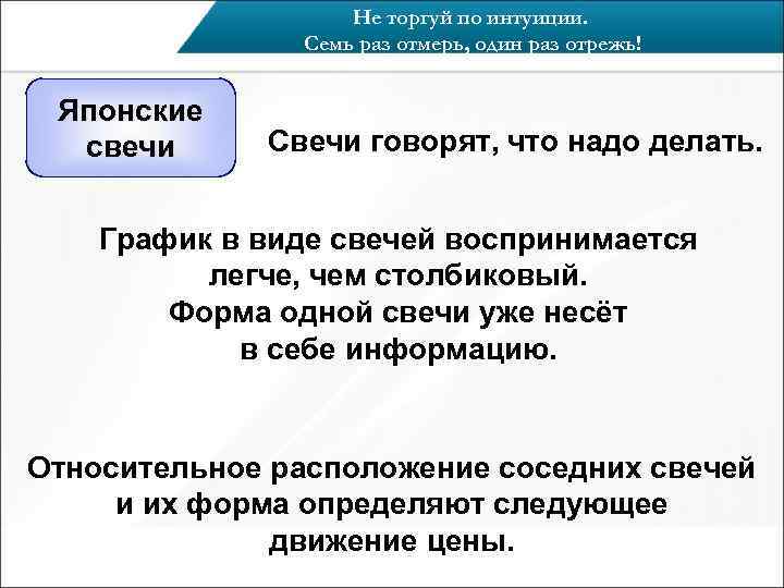     Не торгуй по интуиции.   Семь раз отмерь, один