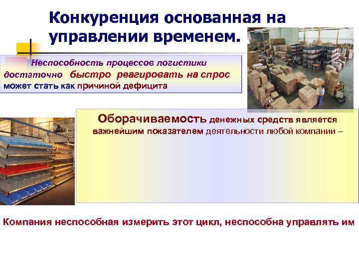 Конкуренция основанная на управлении временем. Неспособность процессов логистики достаточно быстро реагировать на спрос может