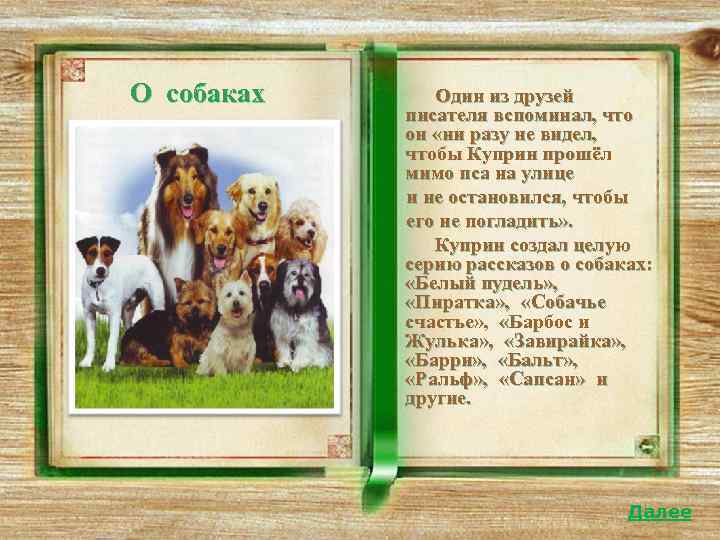  Дочь Куприна вспоминала, что в их доме было много животных, но любимцем был