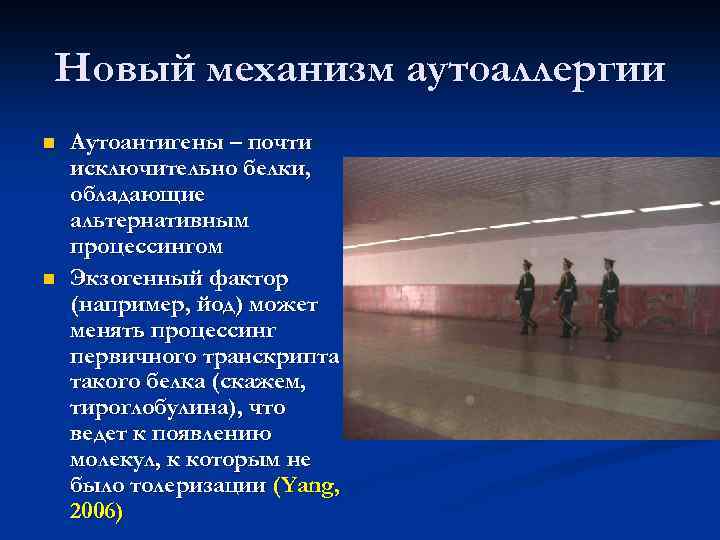 Новый механизм аутоаллергии n  Аутоантигены – почти исключительно белки, обладающие альтернативным процессингом n