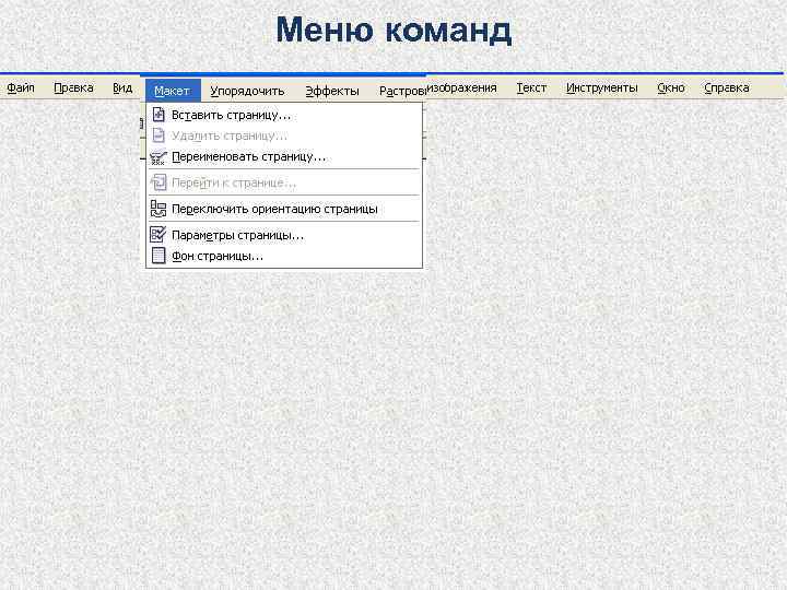 Меню команд 