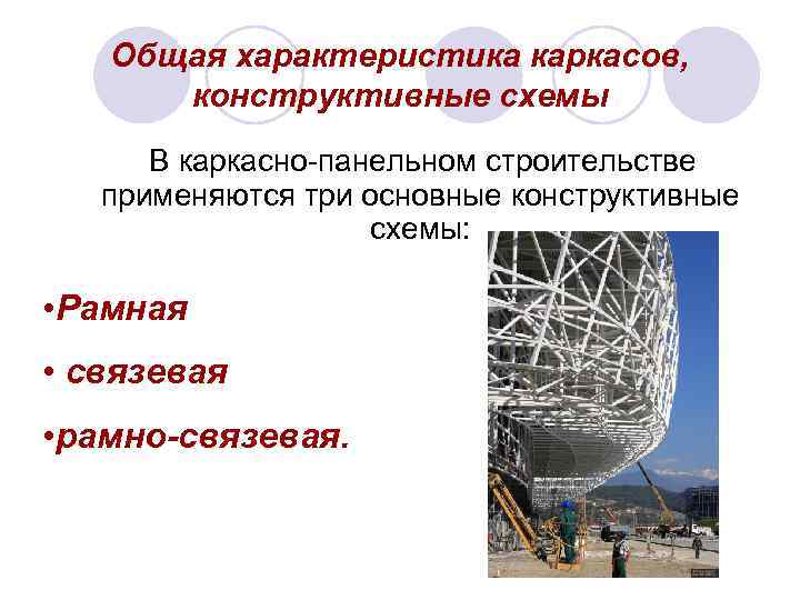   Общая характеристика каркасов,  конструктивные схемы   В каркасно-панельном строительстве применяются