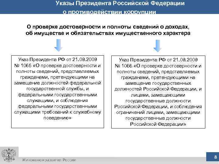     Указы Президента Российской Федерации    о противодействии коррупции