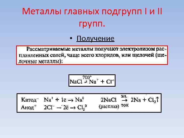 Металлы главной группы