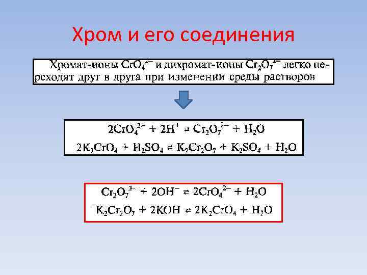 Хром и его соединения Хром и его соединения