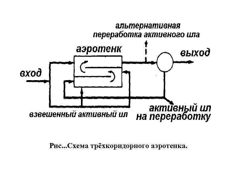 Рис. . . Схема трёхкоридорного аэротенка. 