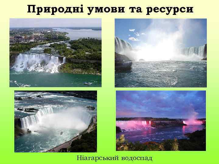 Природні умови та ресурси Ніагарський водоспад 
