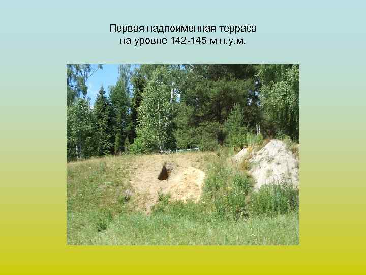 Первая надпойменная терраса на уровне 142 -145 м н. у. м. 