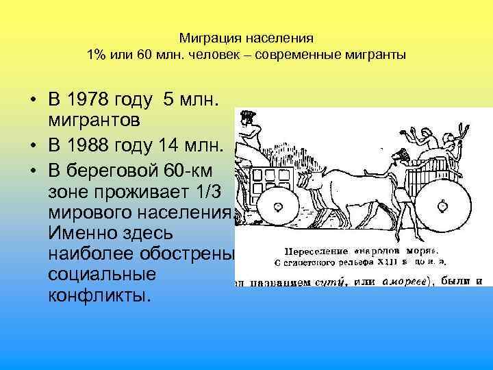 Миграция населения 1% или 60 млн. человек – современные мигранты • В 1978 году