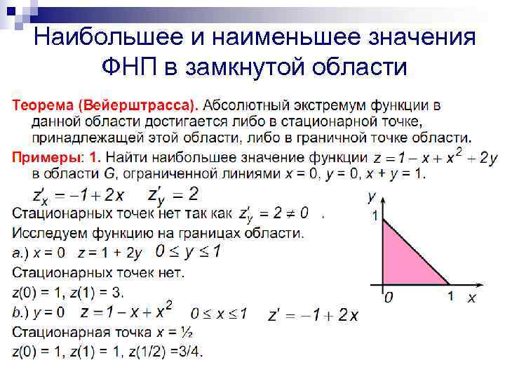 Наибольшее и наименьшее значения ФНП в замкнутой области 