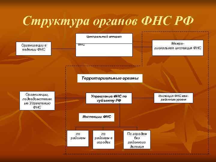 Структура органов ФНС РФ      Центральный аппарат  Организации в