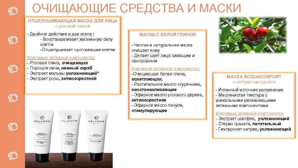 ОЧИЩАЮЩИЕ СРЕДСТВА И МАСКИ ОТШЕЛУШИВАЮЩАЯ МАСКА ДЛЯ ЛИЦА с розовой глиной - Двойное действие