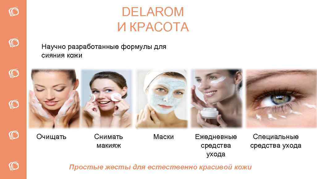 DELAROM И КРАСОТА Научно разработанные формулы для сияния кожи Очищать Снимать макияж Маски Ежедневные