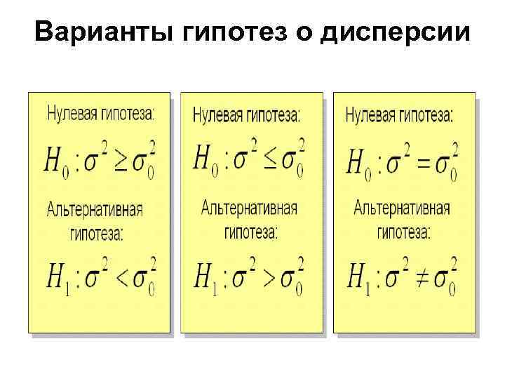 Варианты гипотез о дисперсии 