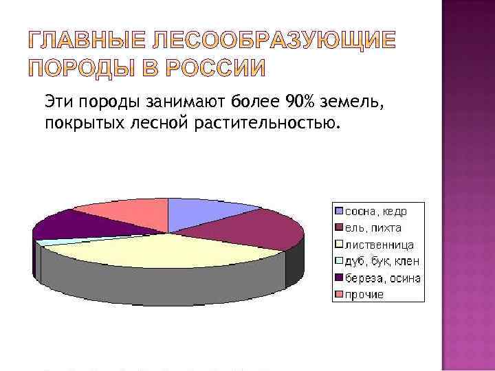 Эти породы занимают более 90% земель, покрытых лесной растительностью. 