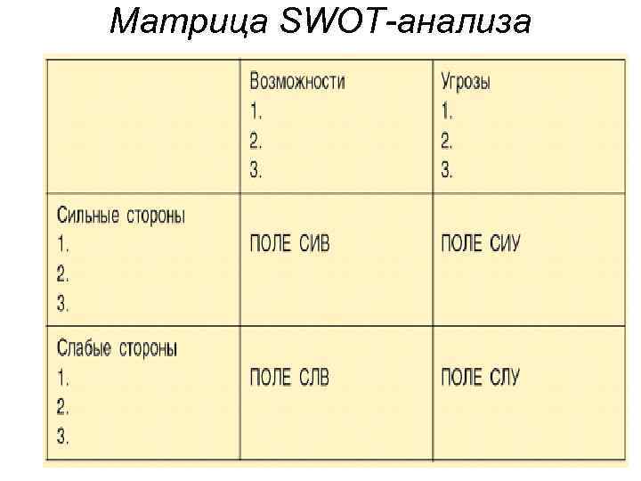 Матрица SWOT-анализа 