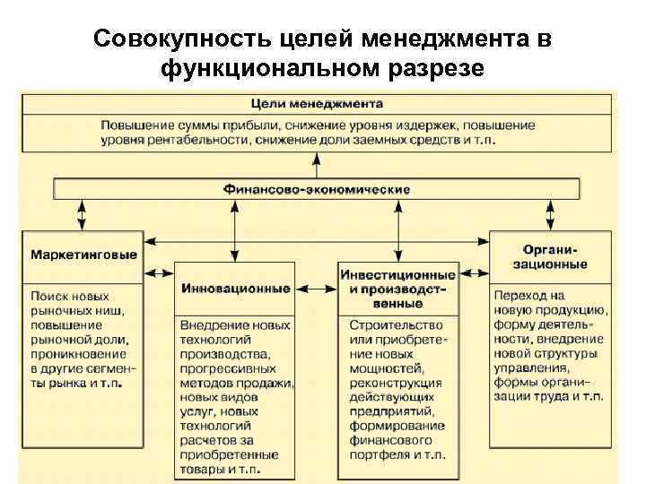 Совокупность целей менеджмента в функциональном разрезе 