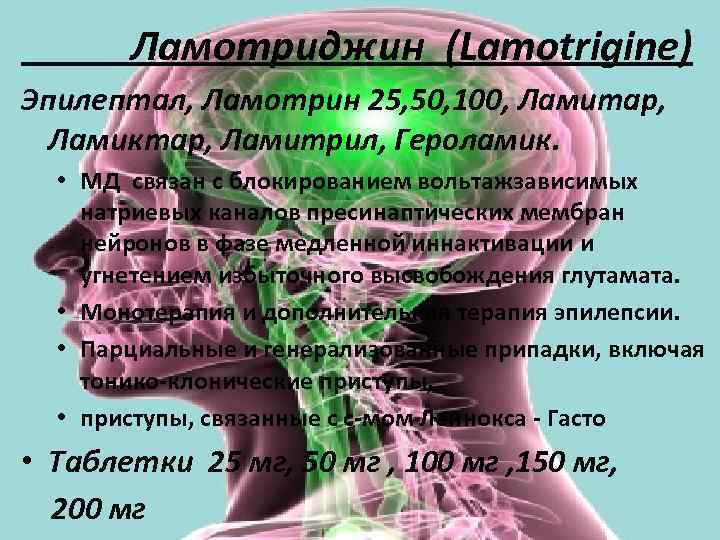 Ламотриджин (Lamotrigine) Эпилептал, Ламотрин 25, 50, 100, Ламитар, Ламиктар, Ламитрил, Героламик. • МД связан