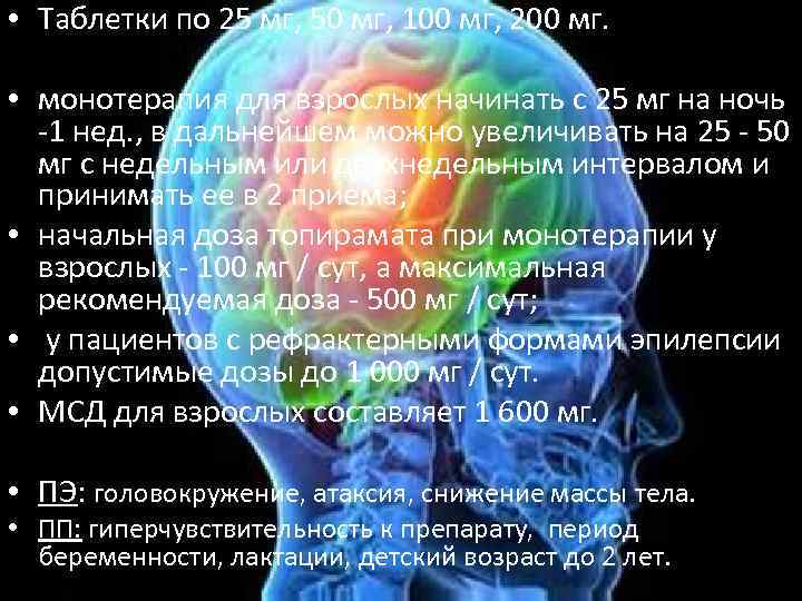  • Таблетки по 25 мг, 50 мг, 100 мг, 200 мг. • монотерапия