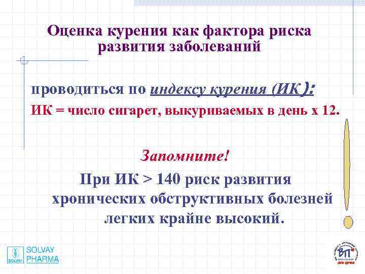 Оценка курения как фактора риска развития заболеваний проводиться по индексу курения (ИК): ИК =