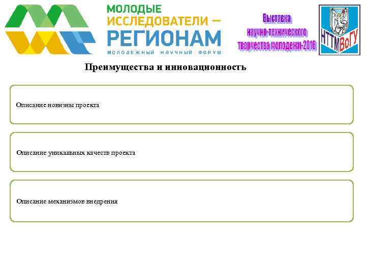     Преимущества и инновационность  Описание новизны проекта Описание уникальных качеств
